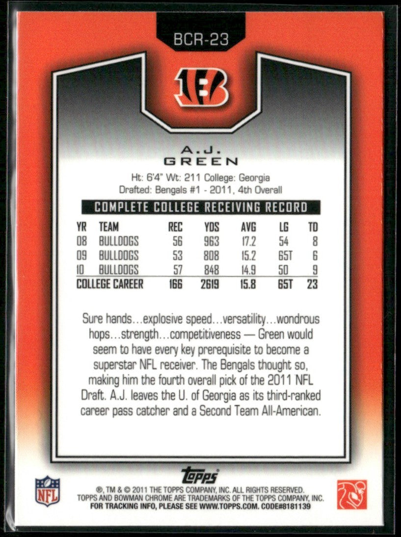 A.J. Green 2011 Topps Chrome Bowman RC #BCR-23 Cincinnati Bengals
