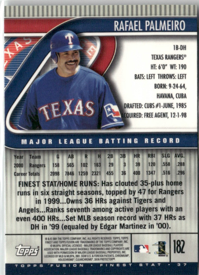 Rafael Palmeiro 2000 Topps Finest Fusion #182 Texas Rangers