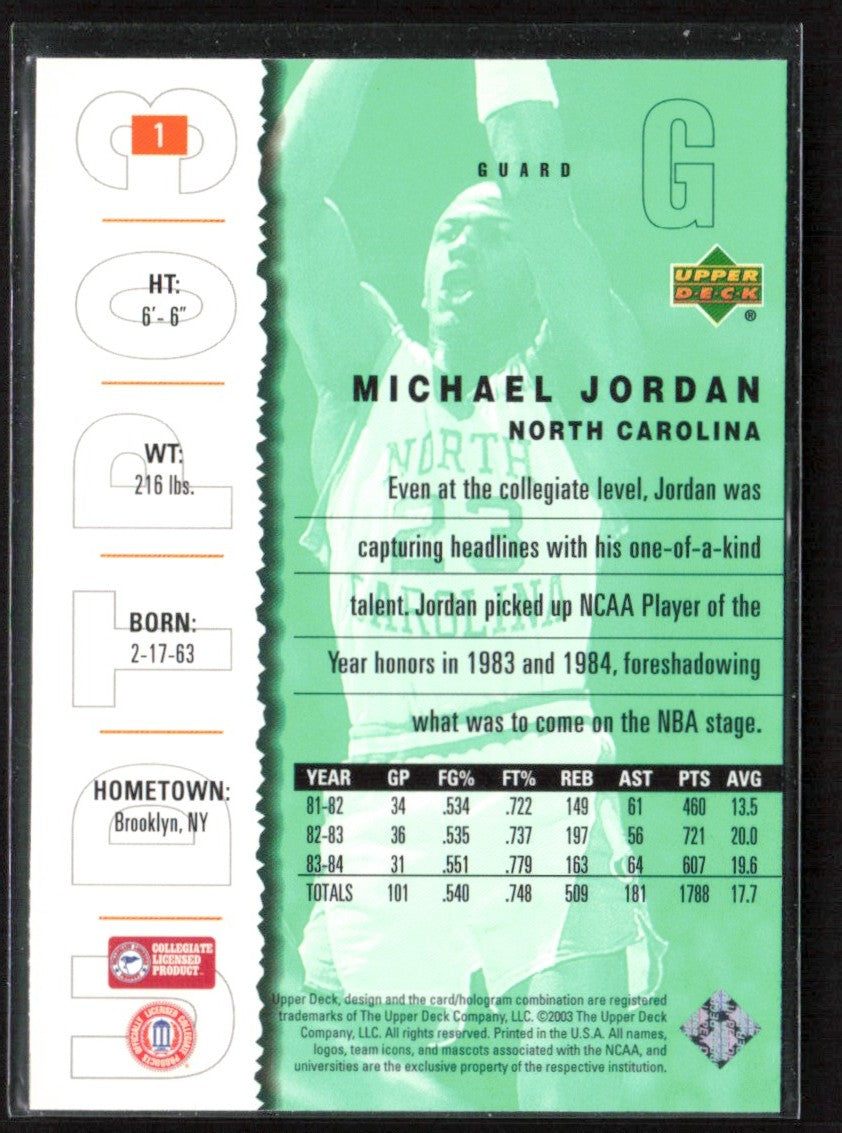 Michael Jordan 2003 UD Top Prospects #1 North Carolina Tar Heels