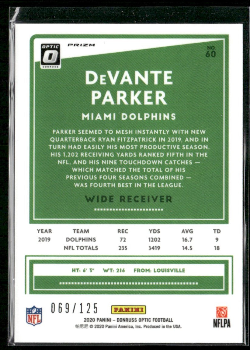 DeVante Parker 2020 Donruss Optic Silver Circles Prizm /125 #60 Miami Dolphins