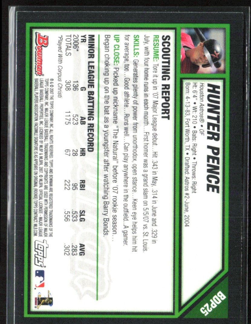 Hunter Pence 2007 Bowman RC #BDP25 Houston Astros