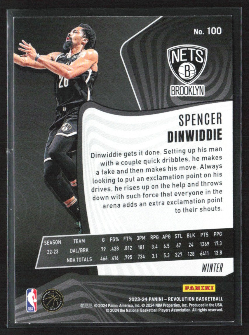 Spencer Dinwiddie 2023 Panini Revolution Winter #100 Brooklyn Nets