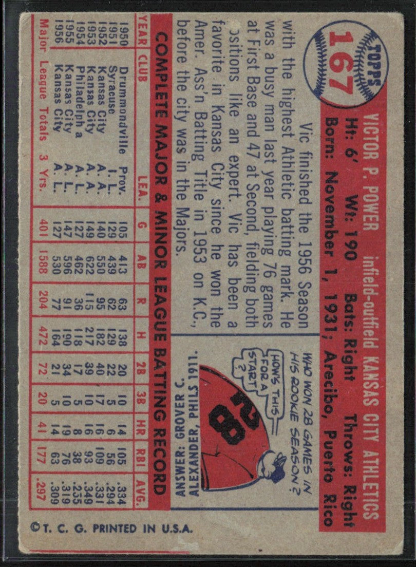 Vic Power 1957 Topps #167 Kansas City Athletics