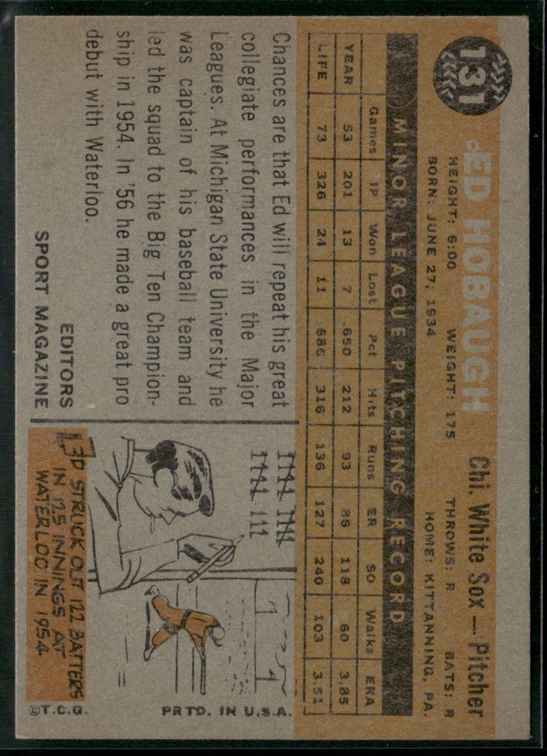 Ed Hobaugh 1954 Topps #131 Chicago White Sox