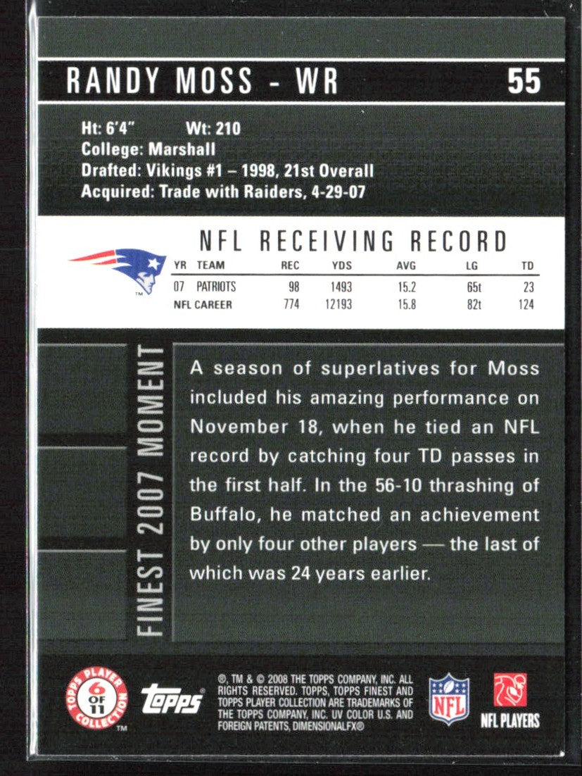 Randy Moss 2008 Topps Finest #55 New England Patriots
