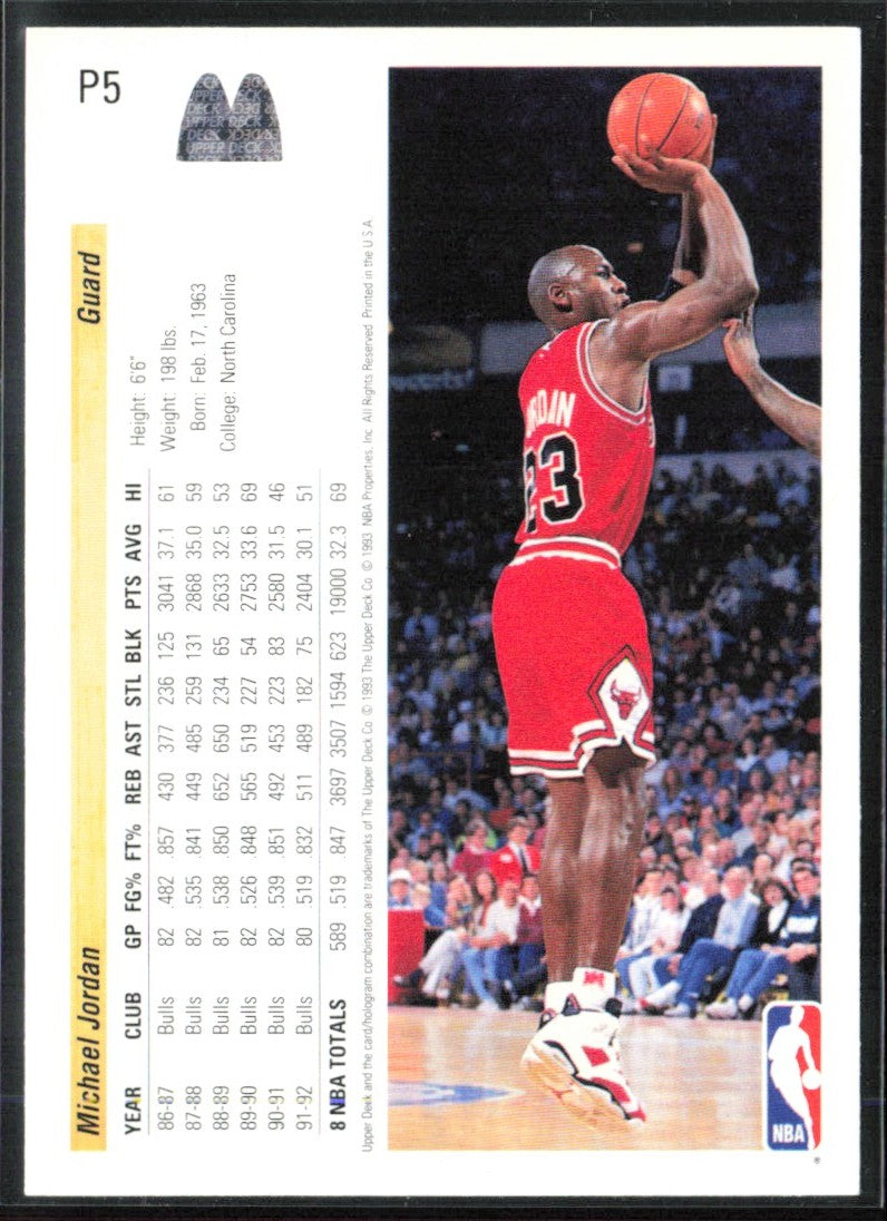 Michael Jordan 1992 Upper Deck McDonald's #P5 Chicago Bulls