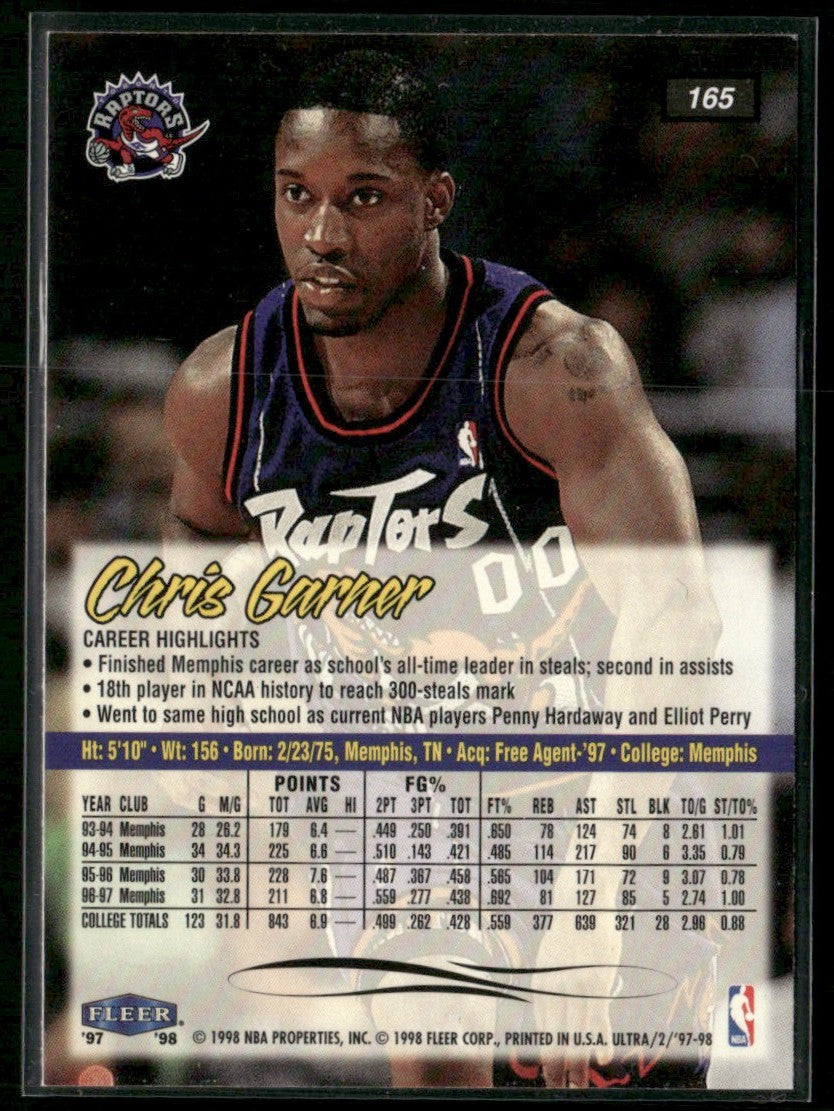 Chris Garner 1997 Fleer Ultra RC #165 Toronto Raptors