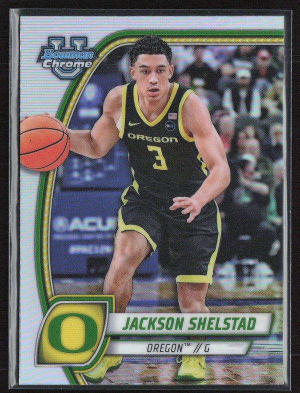 Jackson Shelstad 2024 Bowman University Chrome Refractor #77 Oregon Ducks