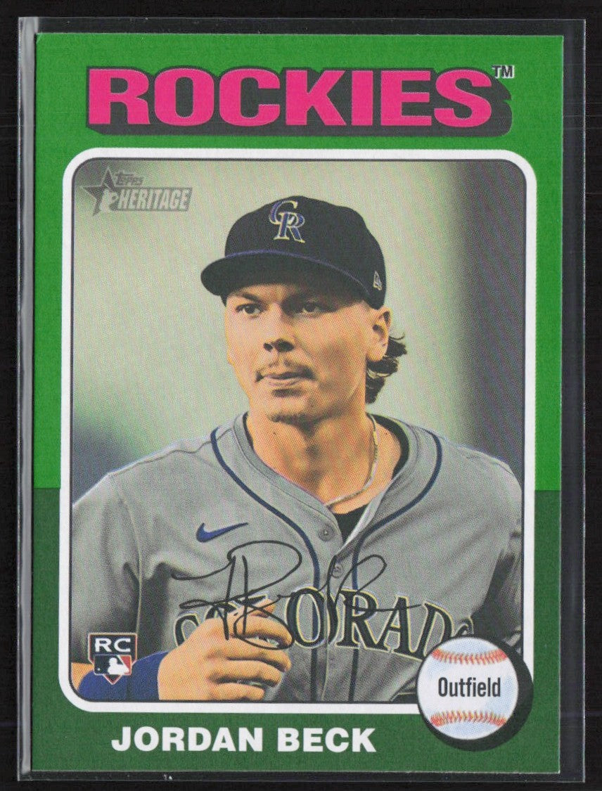 Jordan Beck 2024 Topps Heritage Green Border RC #717 Colorado Rockies
