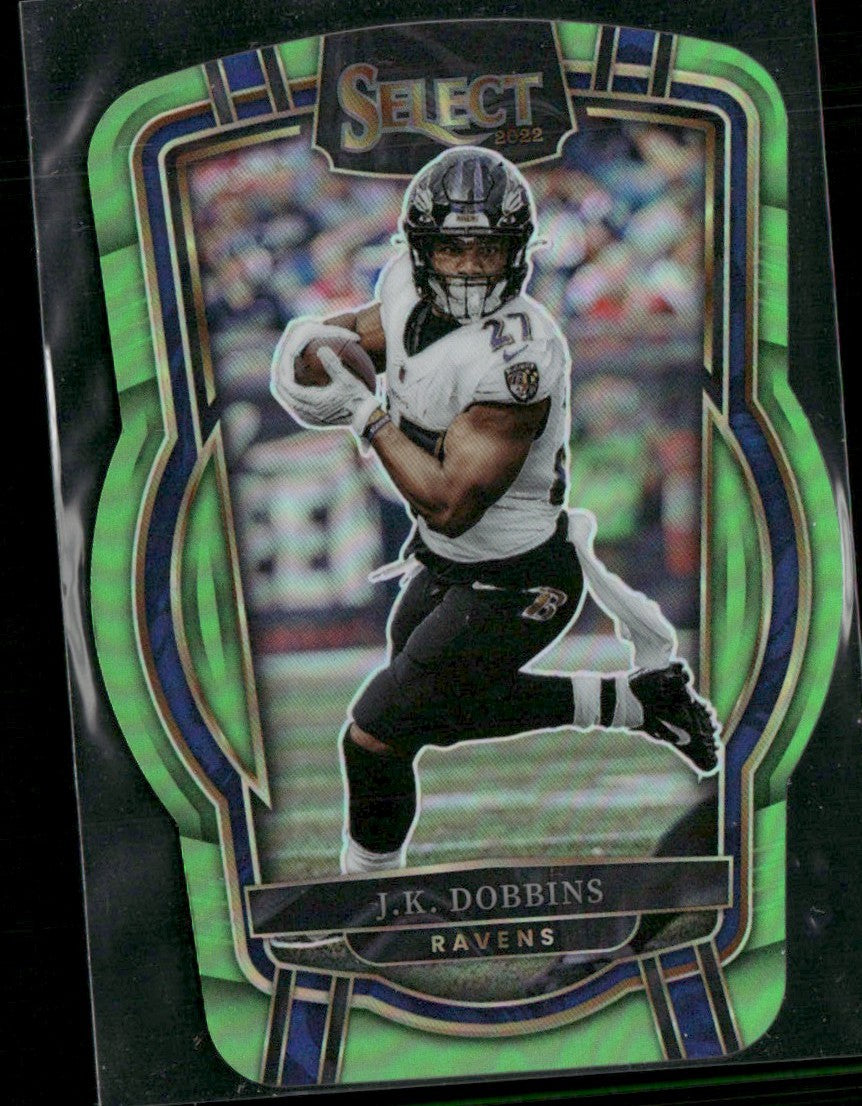 JK Dobbins 2022 Panini Select Club Neon Green Prizm Die Cut /299 #292