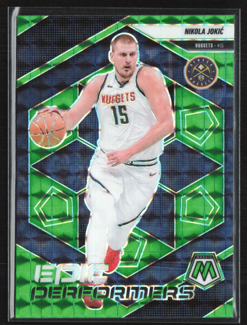 Nikola Jokic 2024 Panini Mosaic Epic Performers Green Prizm #8 Denver Nuggets