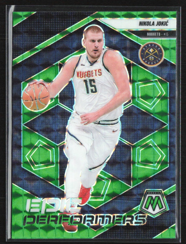 Nikola Jokic 2024 Panini Mosaic Epic Performers Green Prizm #8 Denver Nuggets