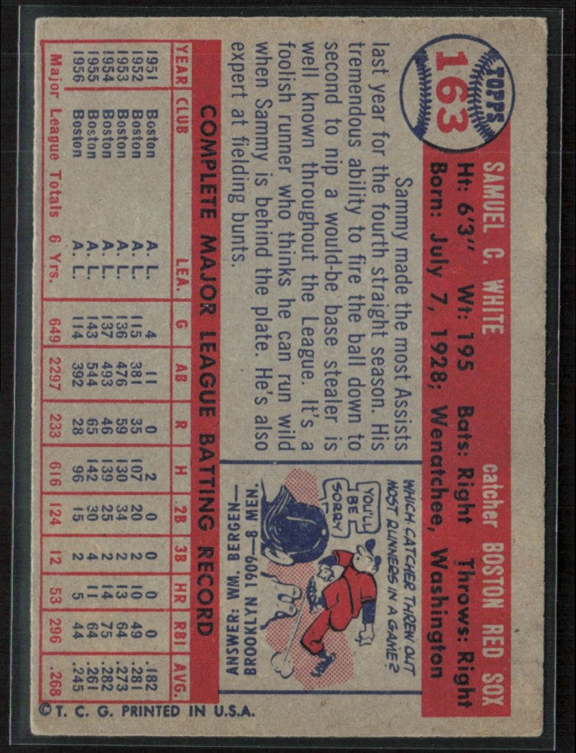 Sammy White 1957 Topps #163 Boston Red Sox