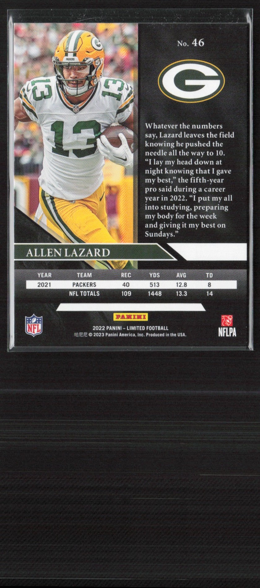 Allen Lazard 2022 Panini Limited Silver Spotlight /125 #46 Green Bay Packers