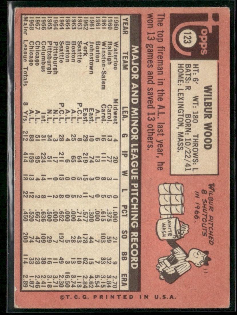 Wilbur Wood 1969 Topps #123 Chicago White Sox