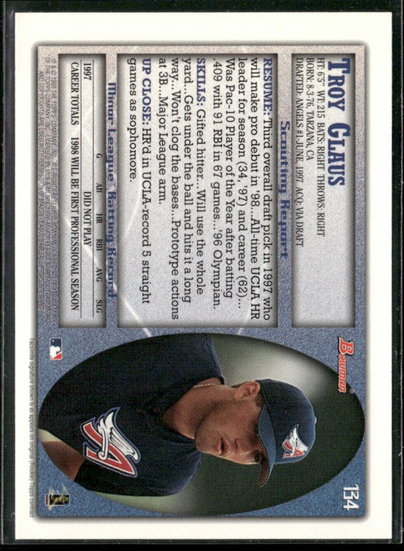 Troy Glaus 1998 Bowman RC #134 Anaheim Angels