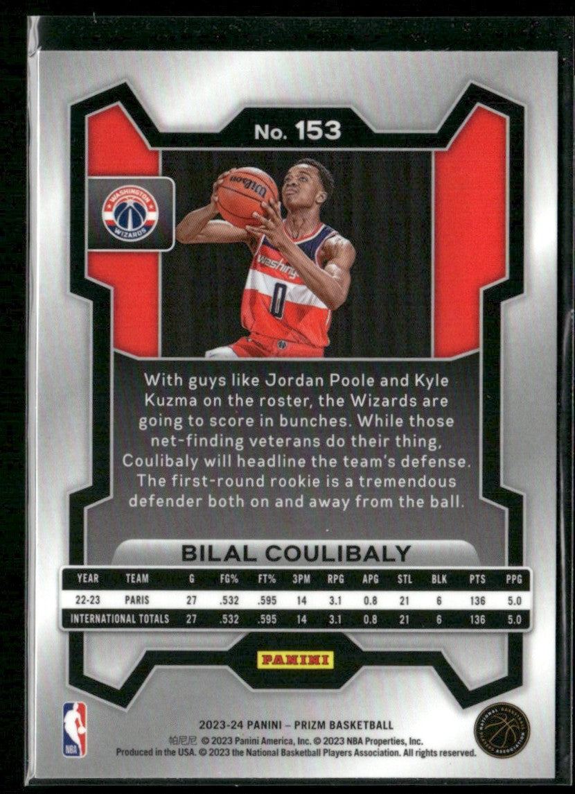 Bilal Coulibaly 2023 Panini Prizm RC #153 Washington Wizards