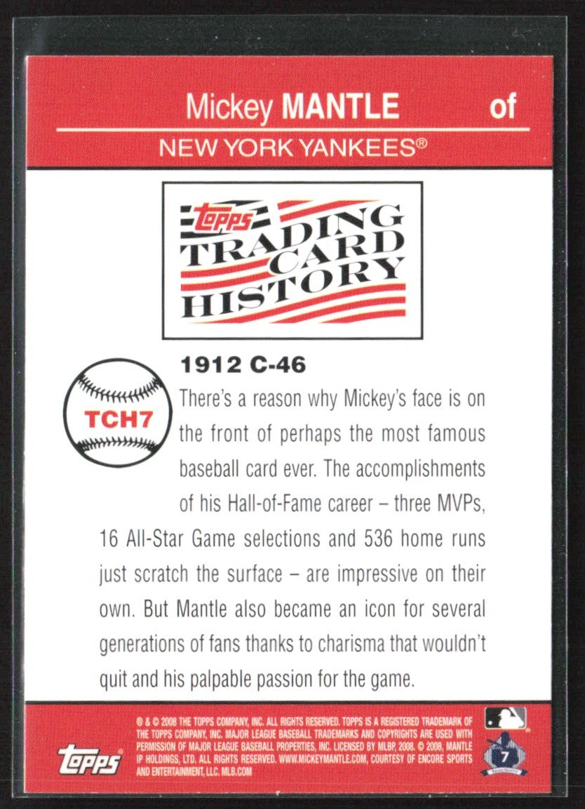 Mickey Mantle 2008 Topps Trading Card History #TCH7 New York Yankees