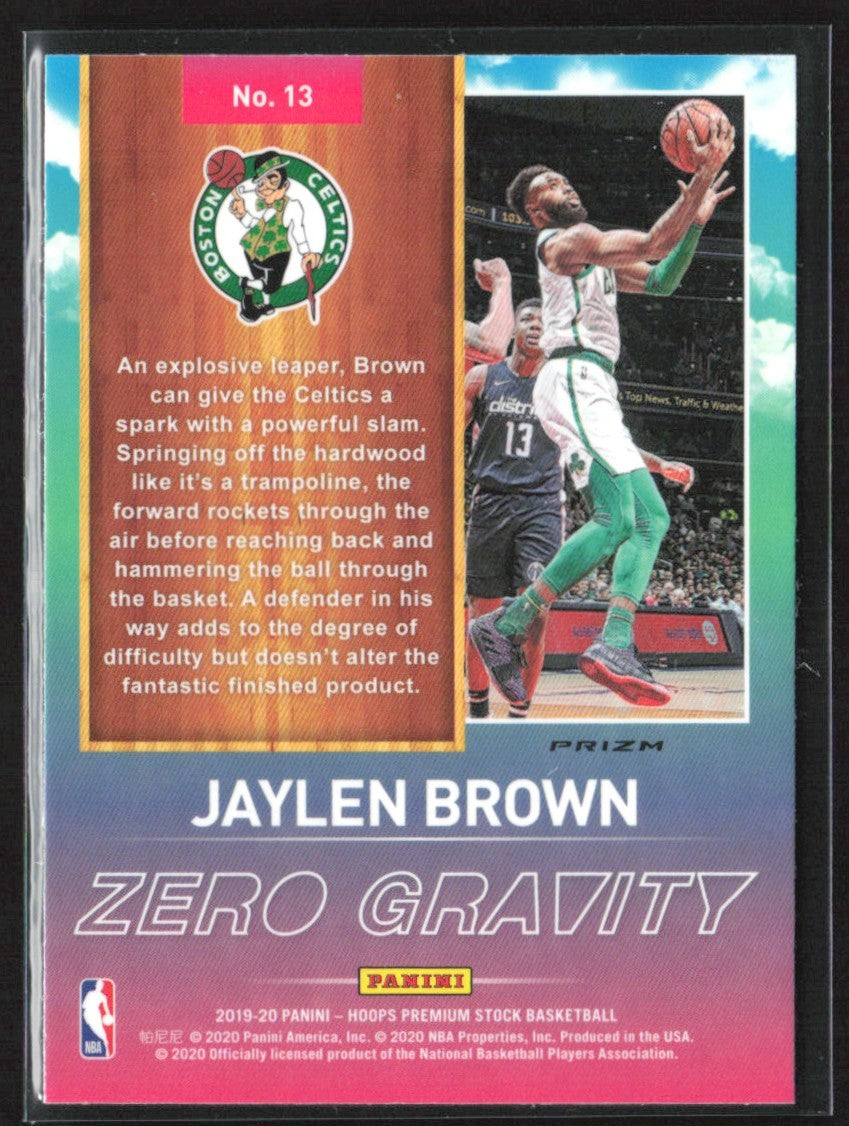 Jaylen Brown 2019 Panini NBA Hoops Premium Stock Zero Gravity Blue Prizm #13