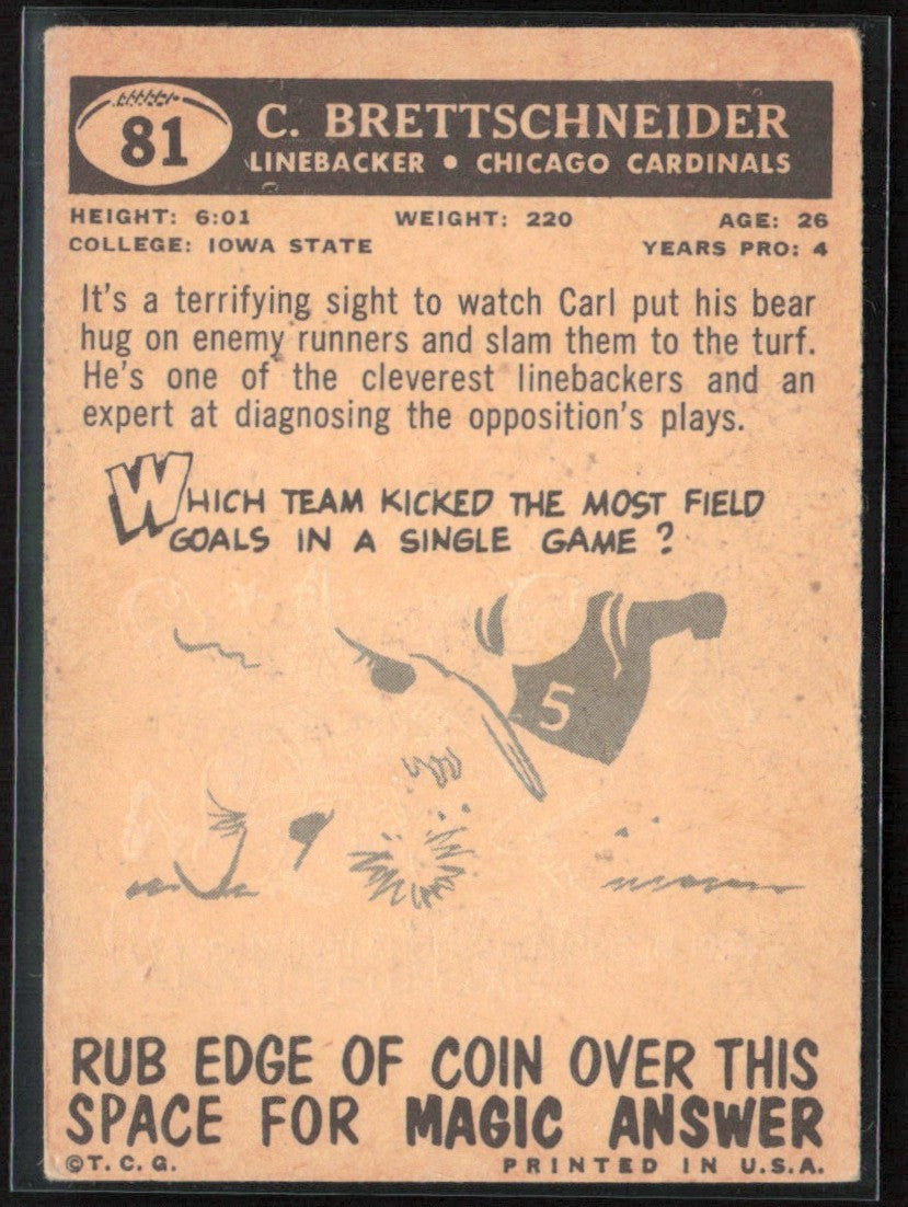 Carl Brettschneider 1959 Topps #81 Chicago Cardinals