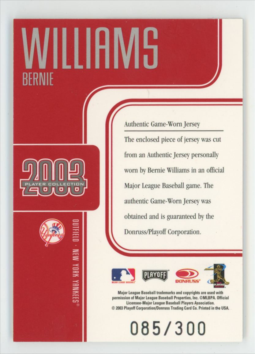 Bernie Williams 2003 Donruss Studio Player Collection /300 Jersey