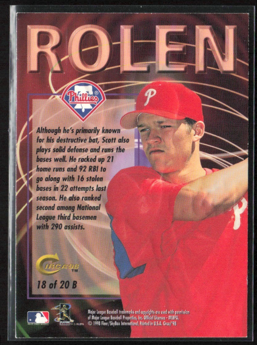 Scott Rolen 1998 Skybox Thunder Boss #18 Philadelphia Phillies