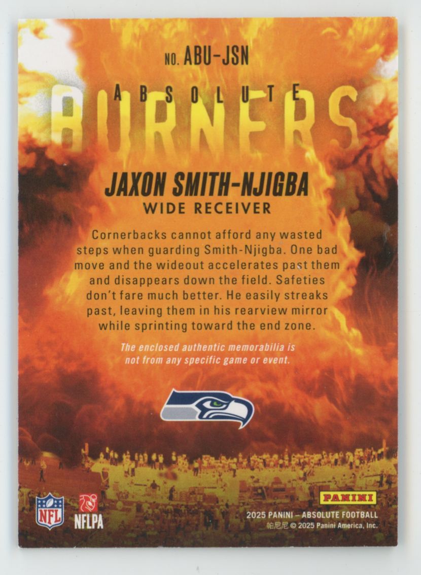 Jaxon Smith-Njigba 2025 Panini Absolute Burners Jersey #ABU-JSN Seattle Seahawks