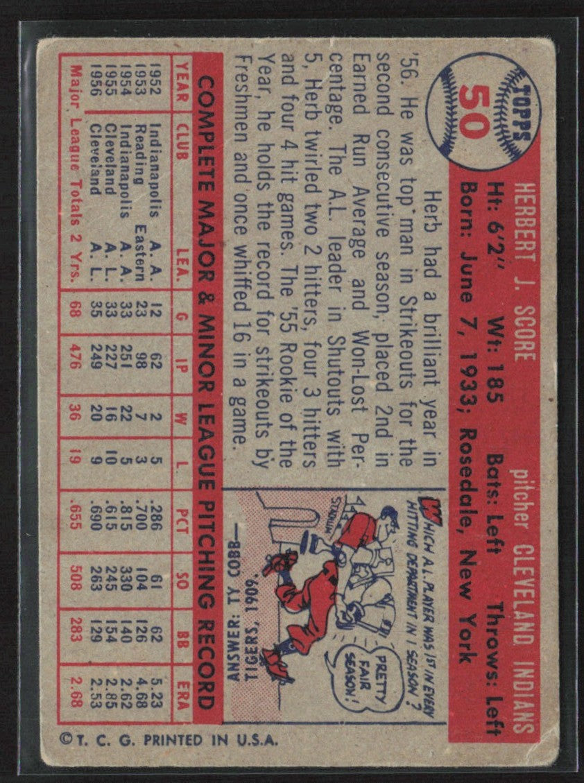 Herb Score 1957 Topps #50 Cleveland Indians