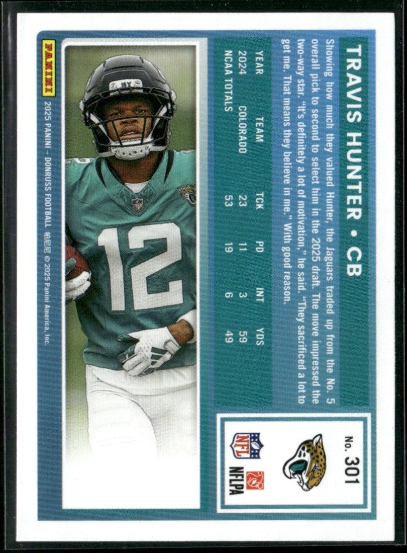 Travis Hunter 2025 Panini Donruss RC #301 Jacksonville Jaguars