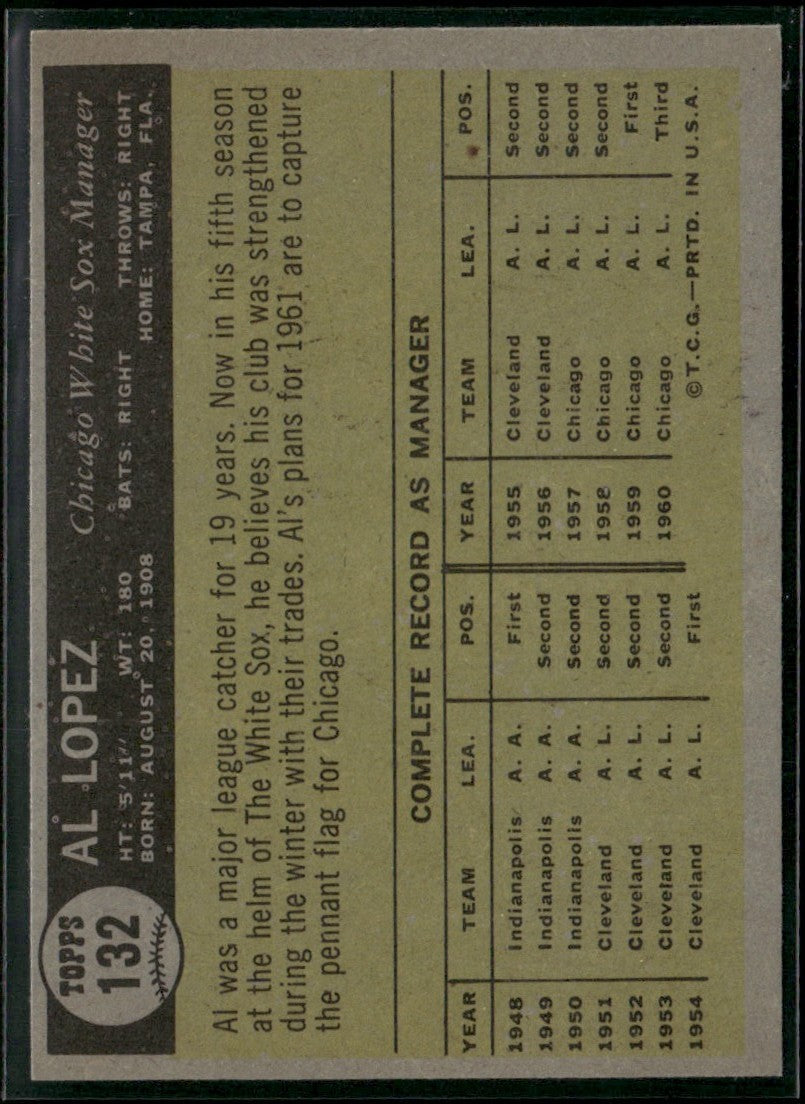 Al Lopez 1961 Topps #132 Chicago White Sox