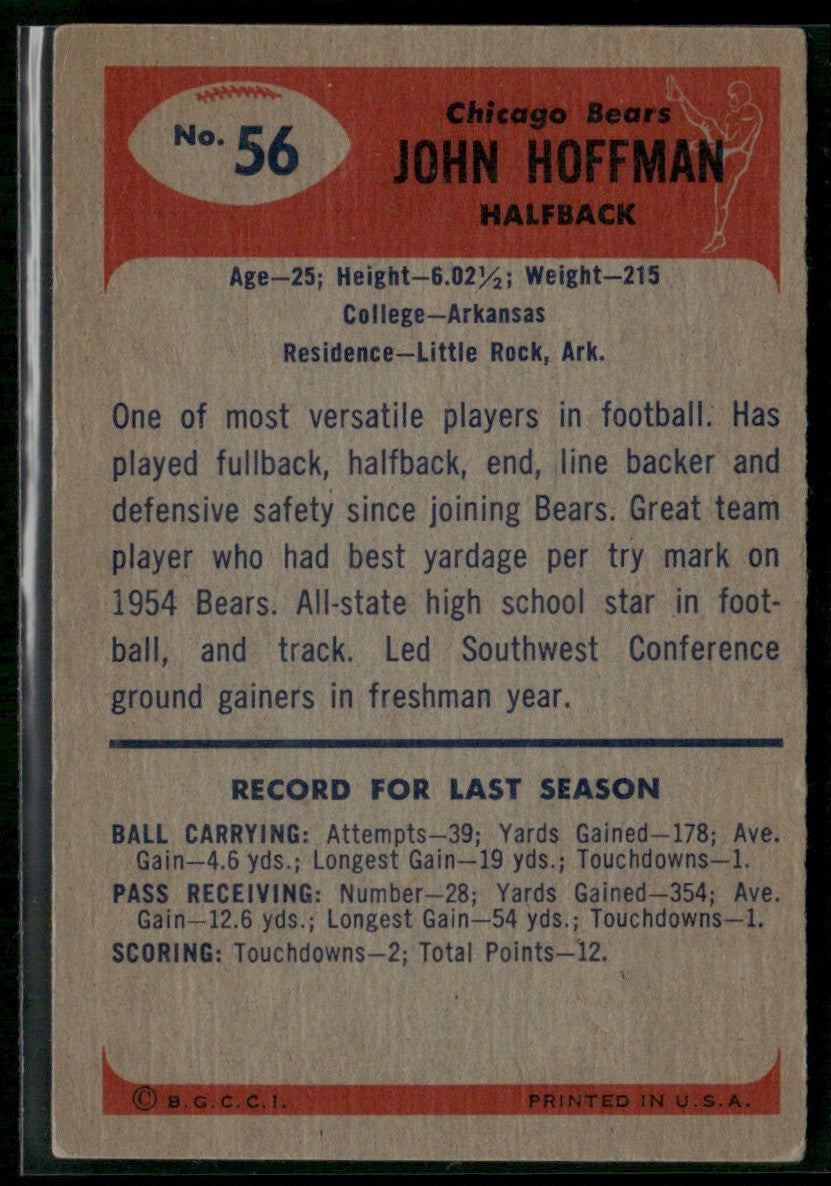 John Hoffman 1955 Bowman #56 Chicago Bears