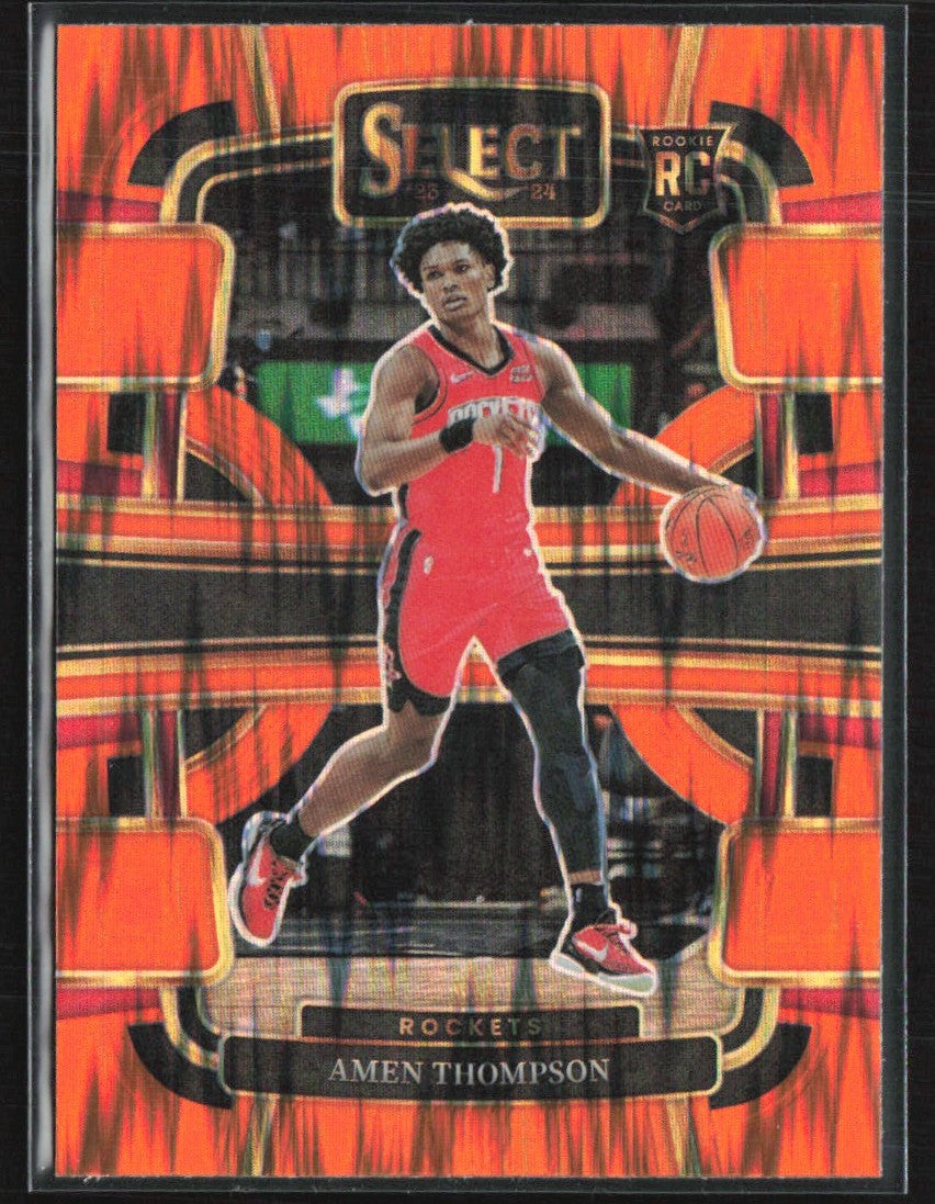 Amen Thompson 2023 Panini Select Concourse Orange Flash RC #96 Houston Rockets