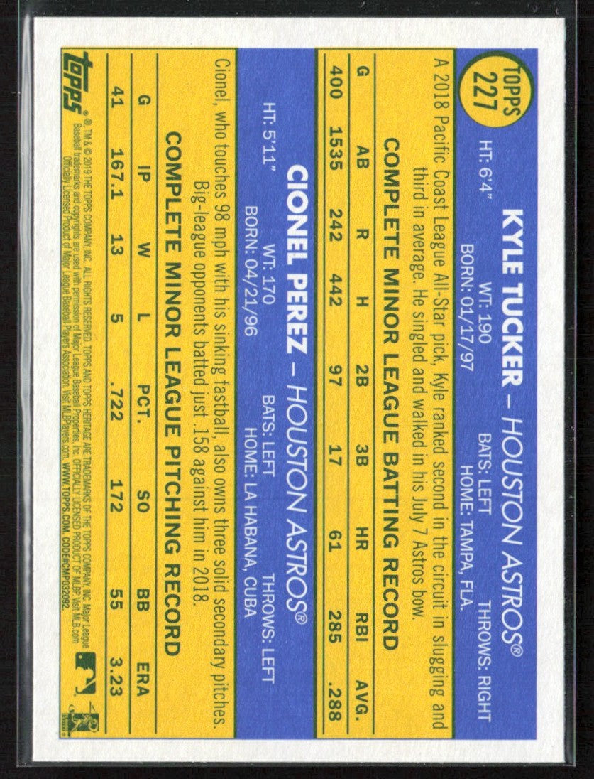 Kyle Tucker/Cionel Perez 2019 Topps Heritage RC #227 Houston Astros