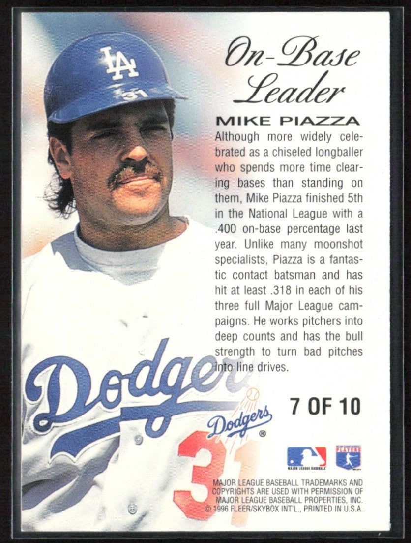 Mike Piazza 1996 Fleer Ultra On-Base Leader #7 Los Angeles Dodgers