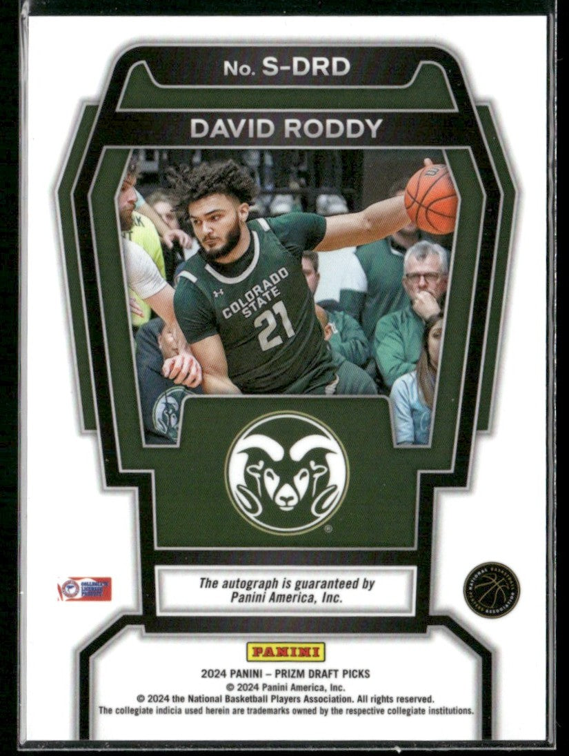 David Roddy 2024 Panini Prizm Draft Picks AUTO #S-DRD Atlanta Hawks