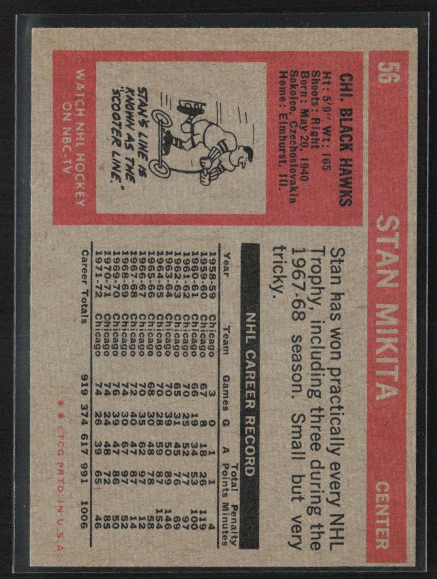 Stan Mikita 1972 Topps #56 Chicago Blackhawks