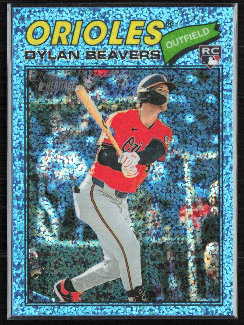Dylan Beavers 2026 Topps Heritage Blue Sparkle RC #48 Baltimore Orioles