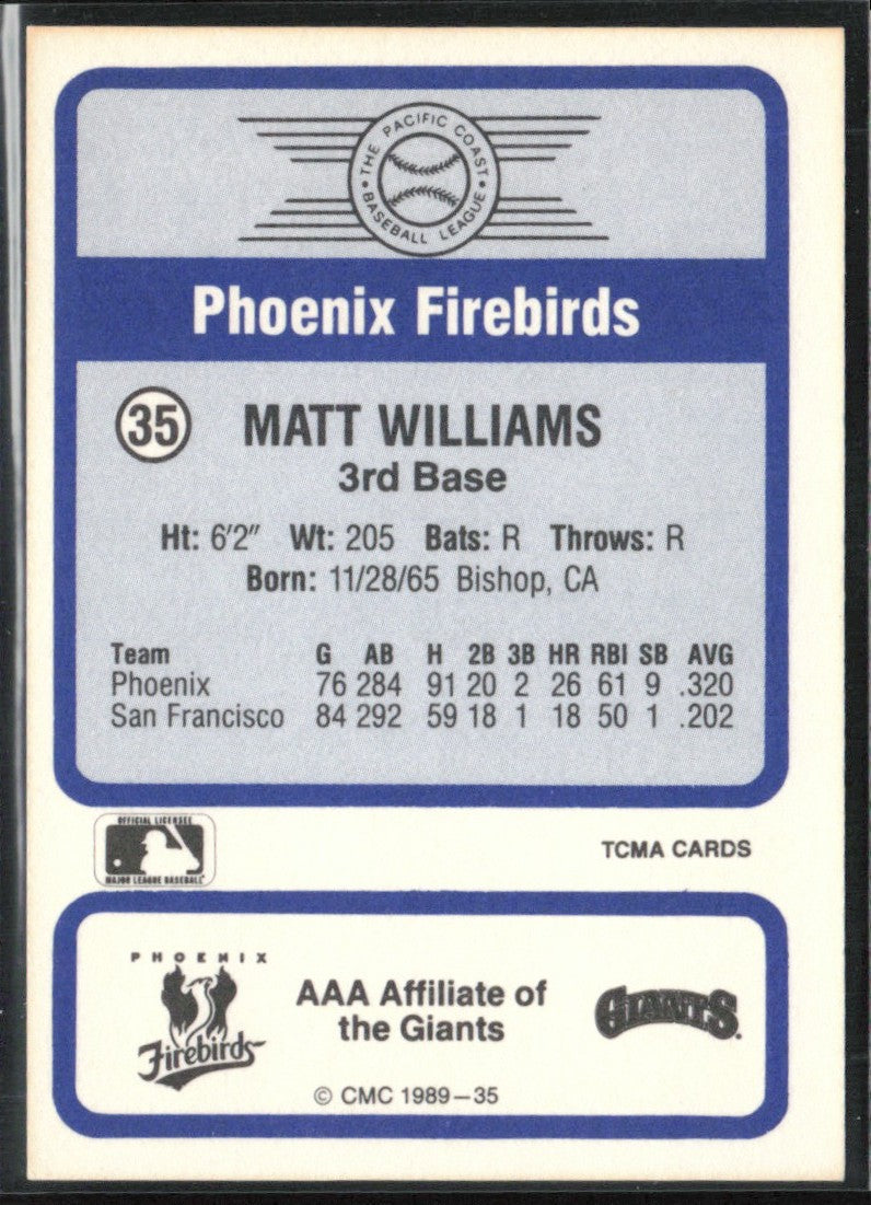 Matt Williams 1989 CMC All-Stars #35 Phoenix Firebirds