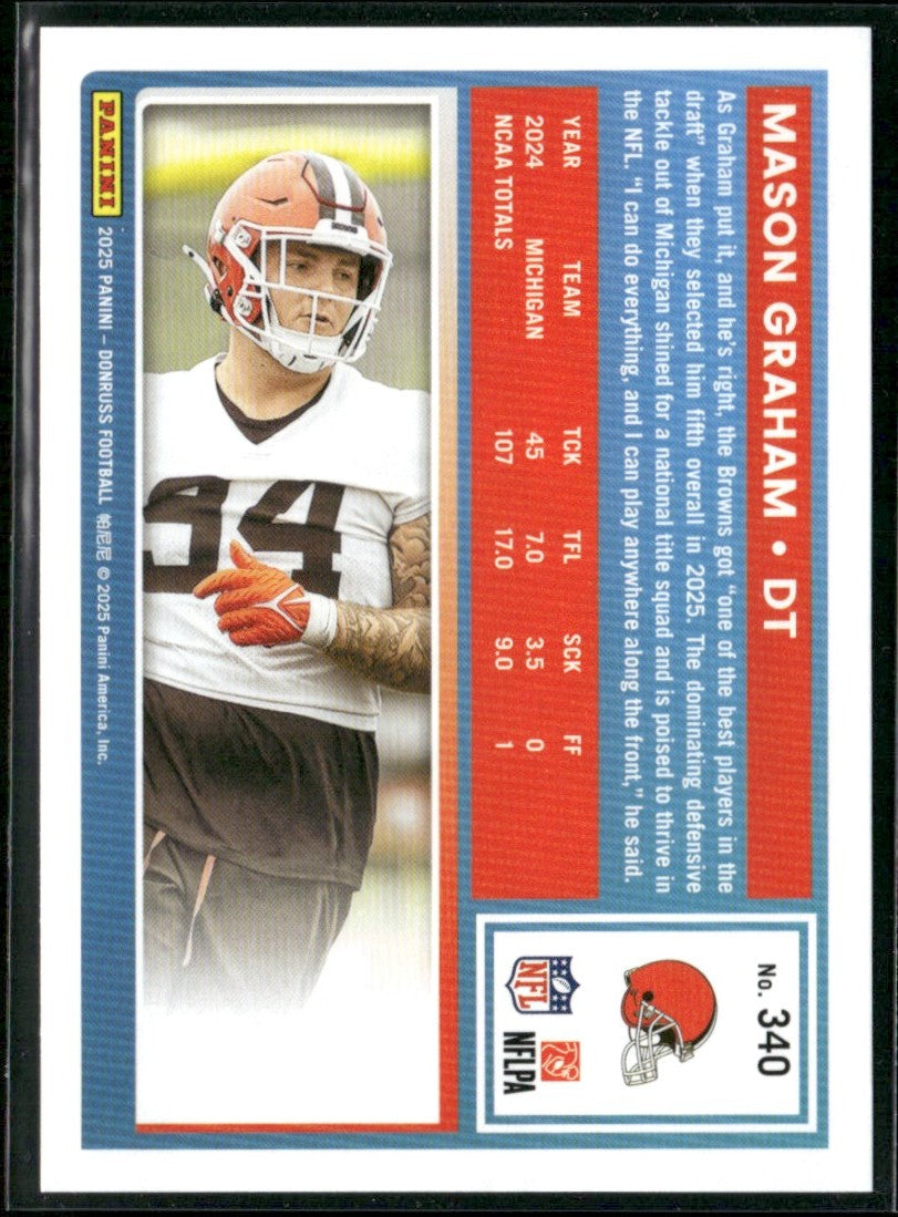 Mason Graham 2025 Panini Donruss RC #340 Cleveland Browns