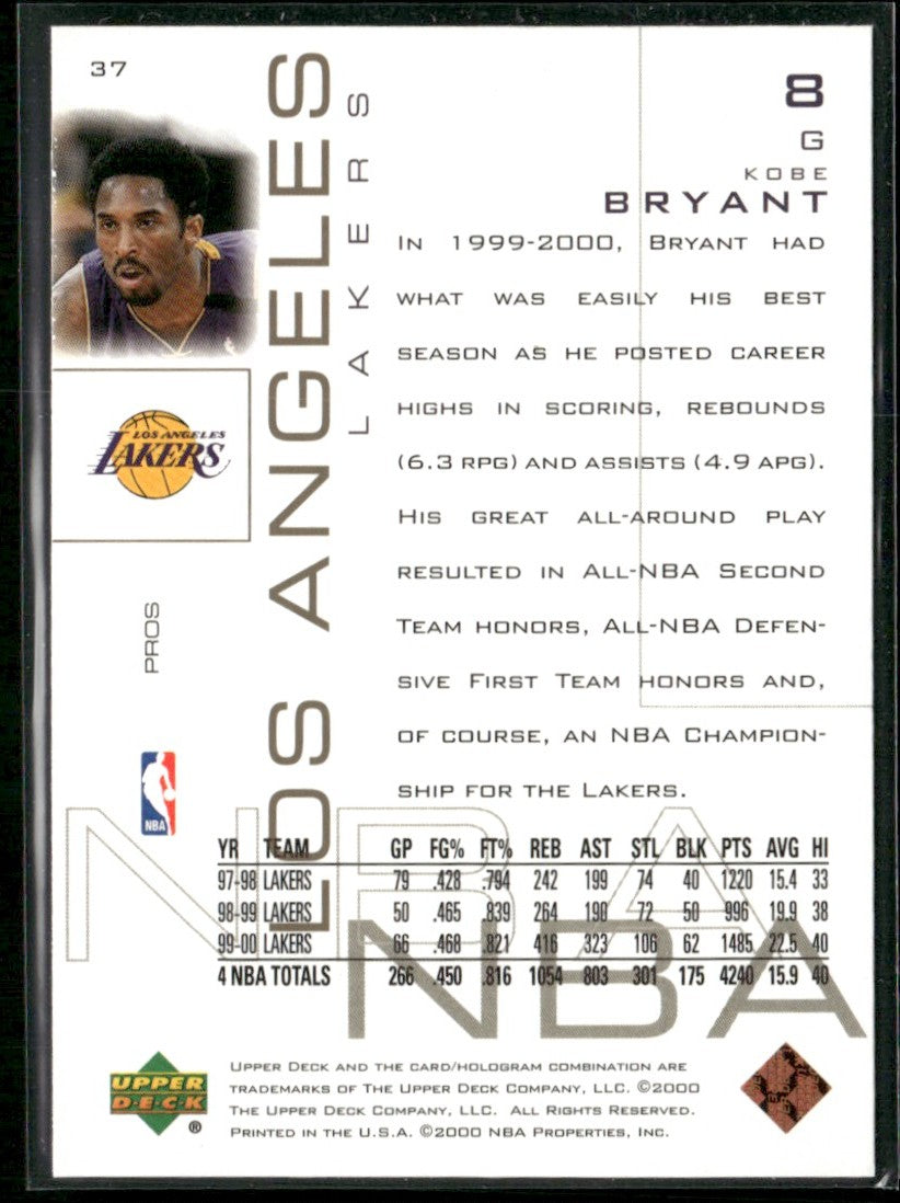 Kobe Bryant 2000 Upper Deck Pros & Prospects #37 Los Angeles Lakers