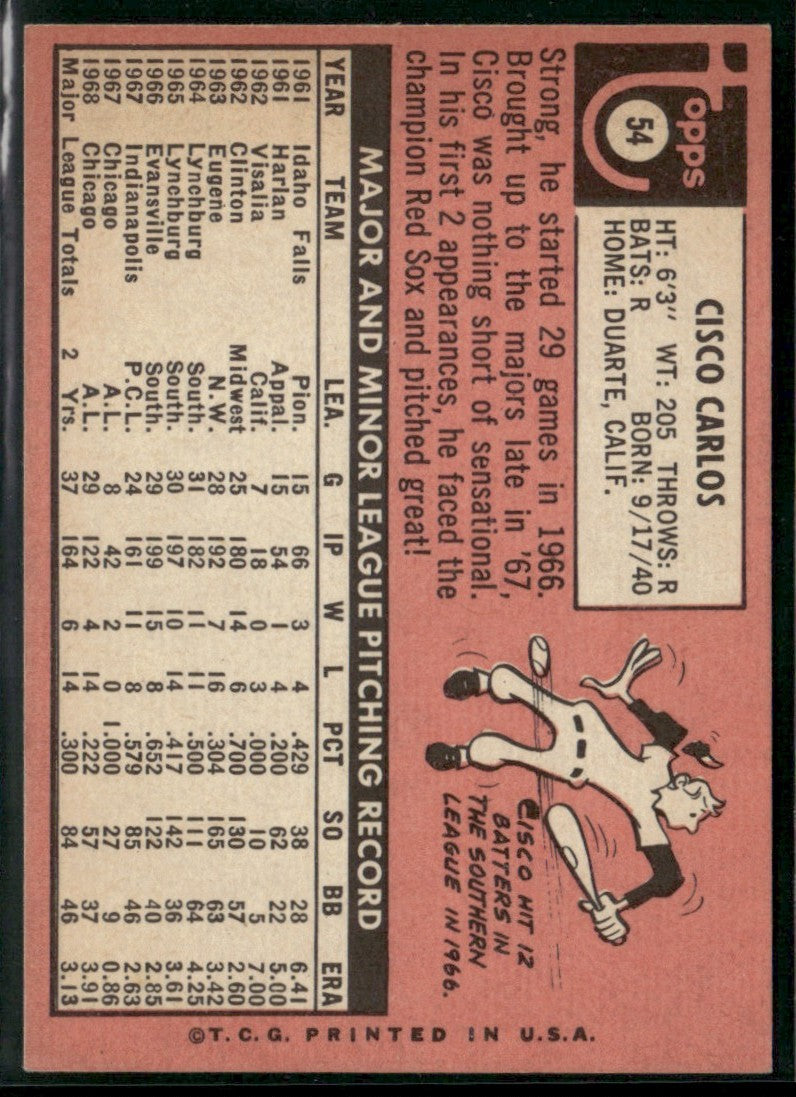 Cisco Carlos 1969 Topps #54 Chicago White Sox