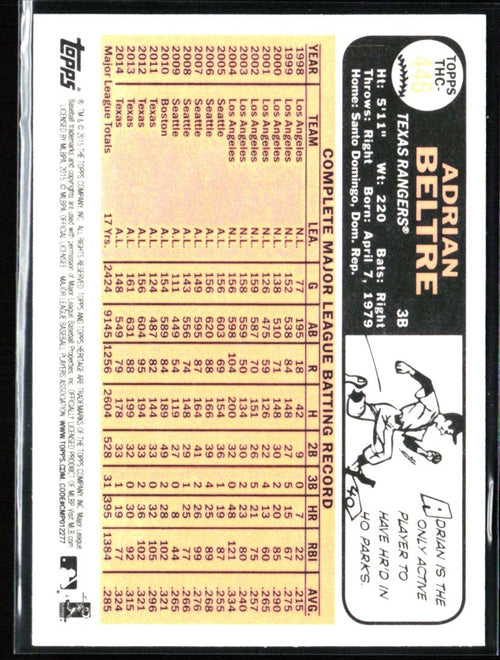 Adrian Beltre 2015 Topps Heritage Chrome Foil #THC-446 Texas Rangers