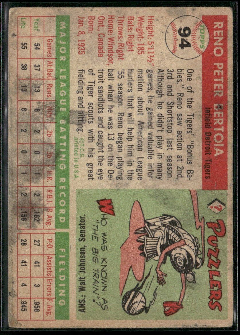Reno Bertoia 1955 Topps #94 Detroit Tigers