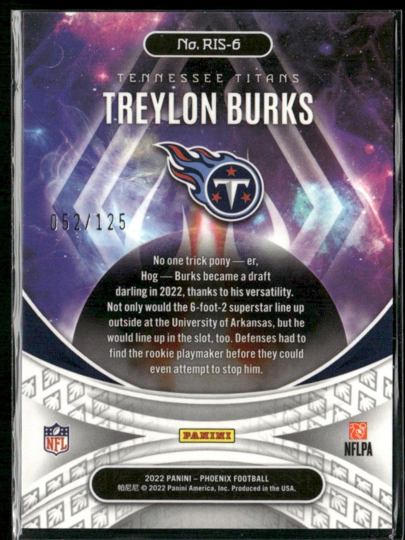Treylon Burks 2022 Panini Phoenix Rookie Rising Purple RC /125 #RIS-6