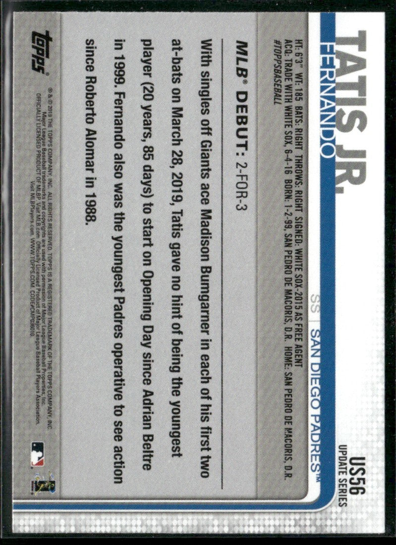 Fernando Tatis Jr. 2019 Topps Update #US56 San Diego Padres