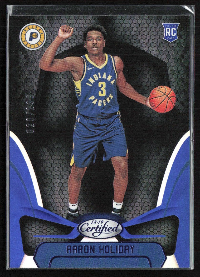 Aaron Holiday 2018 Panini Certified Mirror Blue RC /199 #173 Indiana Pacers