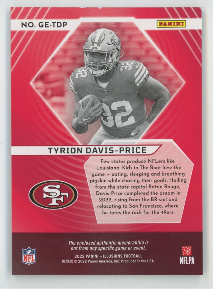 Tyrion Davis-Price 2022 Panini Illusions Great Expectations RC Jersey #GE-TDP