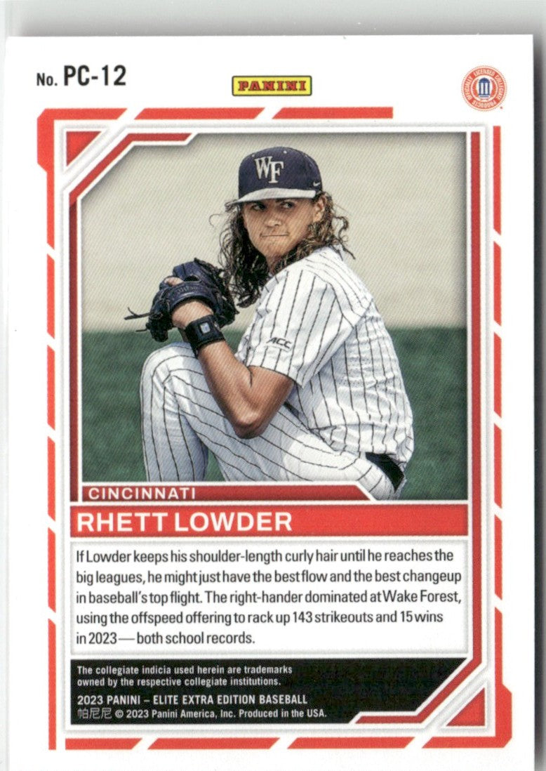Rhett Lowder 2023 Panini Elite Extra Edition Primary Colors #PC-12