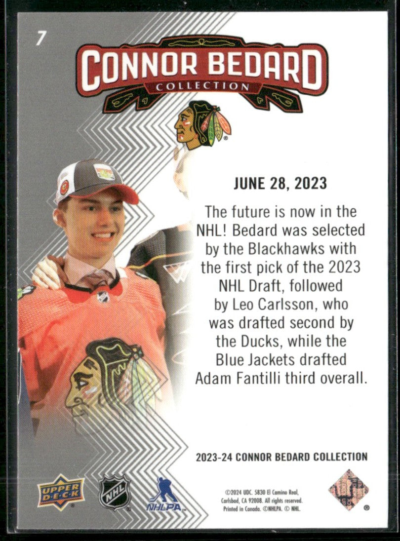 Connor Bedard 2023 Upper Deck Collection Highlights #7 Chicago Blackhawks