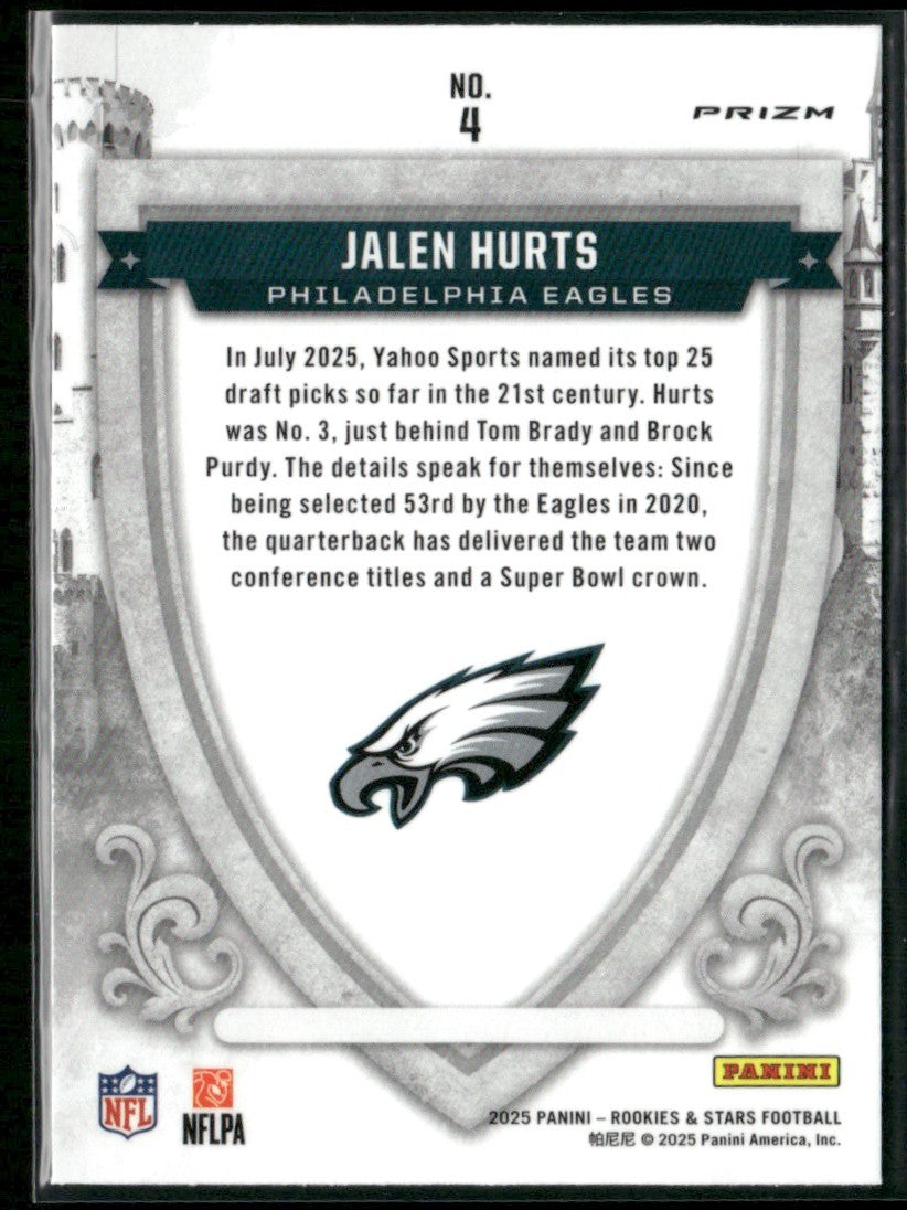 Jalen Hurts 2025 Panini Rookies & Stars Crusade Red Plaid #4 Philadelphia Eagles